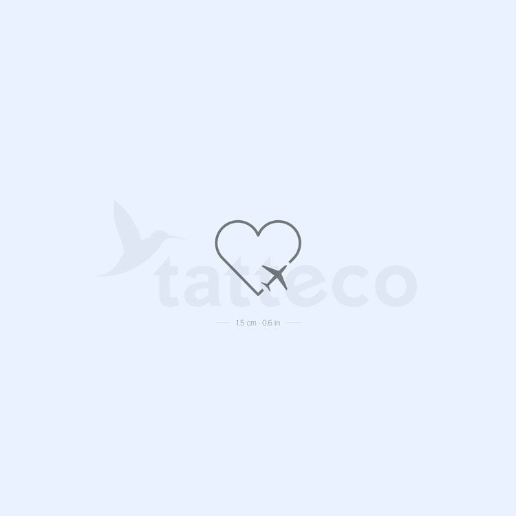 Tatuaje semipermanente de corazón y avión (juego de 2)