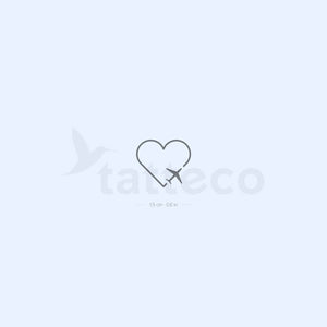 Heart and Airplane Semi-Permanent Tattoo - Set of 2
