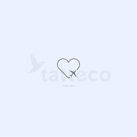 Heart and Airplane Semi-Permanent Tattoo - Set of 2