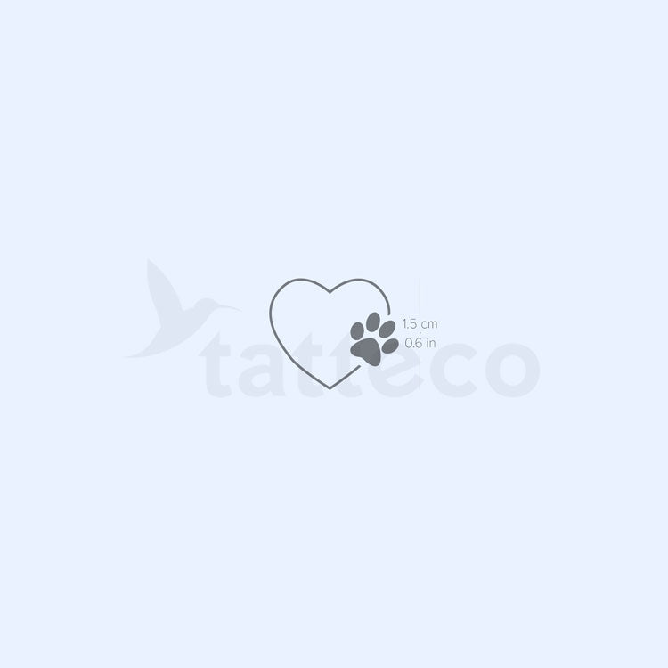 Tatuaje semipermanente de corazón y huella de pata (juego de 2)