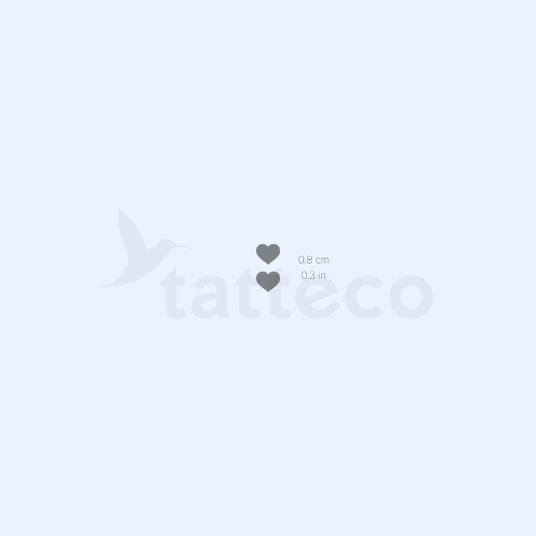 Tiny Black Heart Couple Semi-Permanent Tattoo - Set of 2