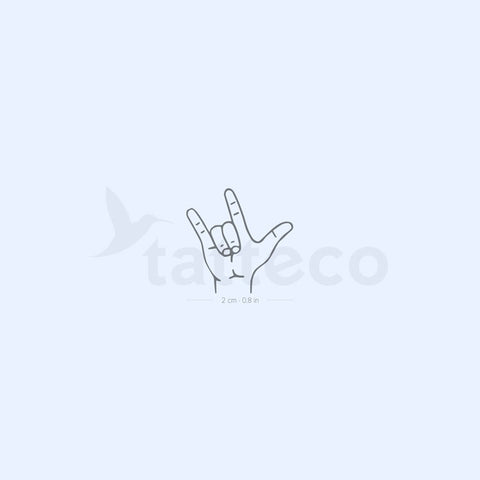 I Love You Sign Language Gesture Semi-Permanent Tattoo - Set of 2
