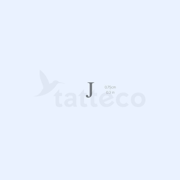 J Serif Uppercase Letter Semi-Permanent Tattoo - Set of 2