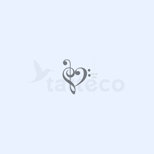 Tatuaje semipermanente de corazón musical (juego de 2)
