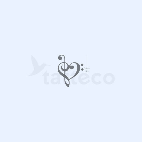Music Heart Semi-Permanent Tattoo - Set of 2