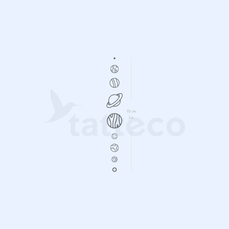 Solar System Semi-Permanent Tattoo - Set of 2