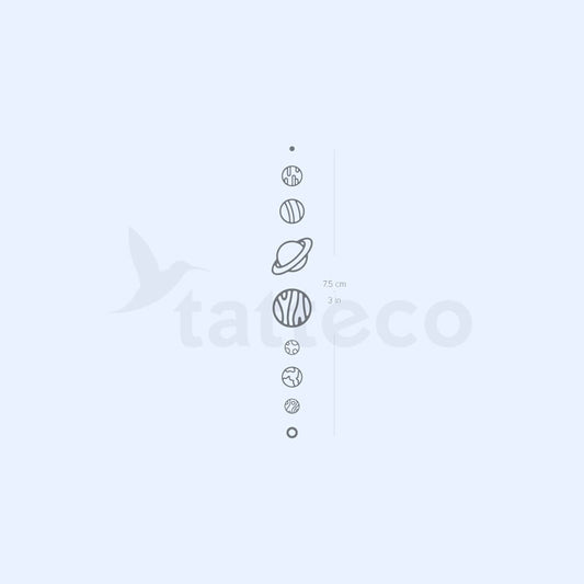 Tatuaje semipermanente del sistema solar (juego de 2)