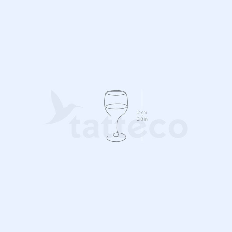Tatuaje semipermanente de copa de vino de línea fina (juego de 2)