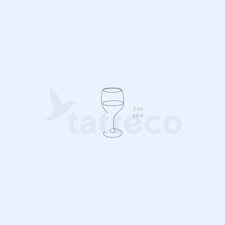 Fine Line Wine Glass Semi-Permanent Tattoo - Set of 2