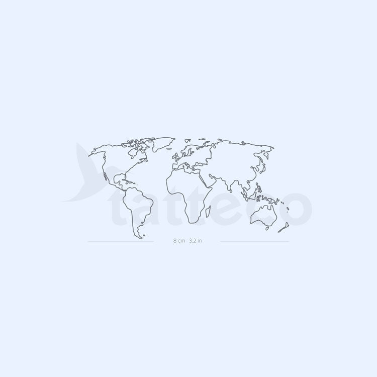 World Map Semi-Permanent Tattoo - Set of 2