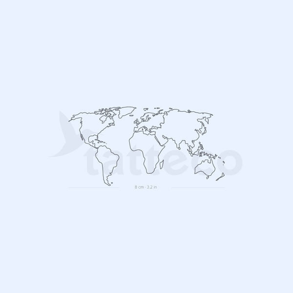 World Map Semi-Permanent Tattoo - Set of 2