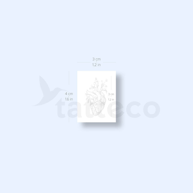Floral Anatomical Heart Semi-Permanent Tattoo - Set of 2