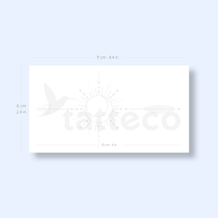 Tatuaje semipermanente de brújula y flecha ornamental (juego de 2)