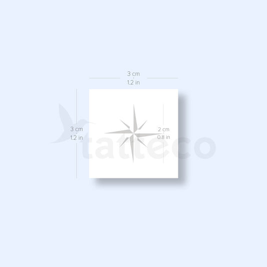 Tatuaje semipermanente minimalista de rosa de los vientos (juego de 2)