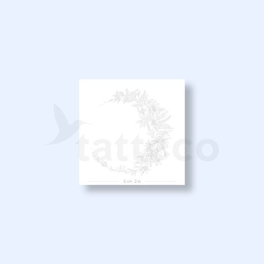 Tatuaje semipermanente de media luna con flores - Juego de 2
