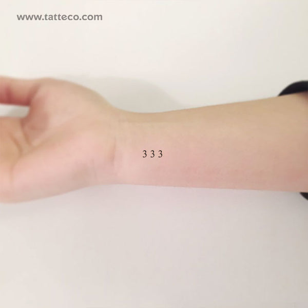 Small 333 Angel Number Temporary Tattoo - Set of 3