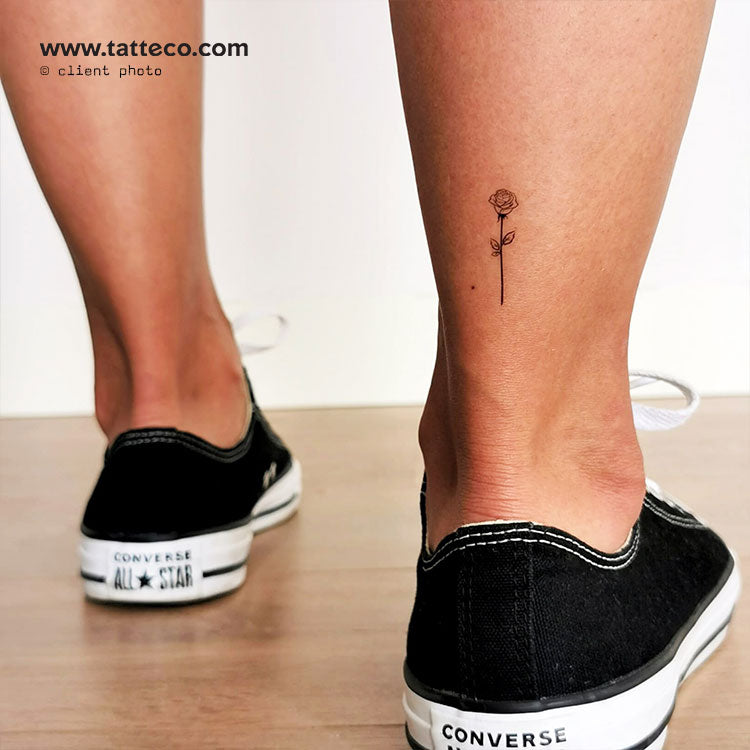 Line Rose Temporary Tattoo - Set of 3