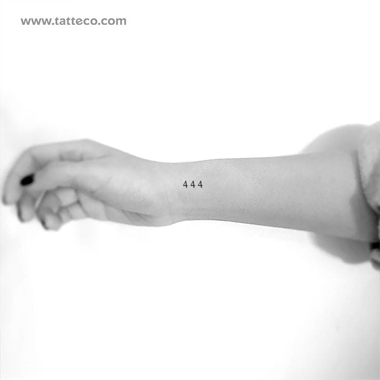 Small 444 Angel Number Temporary Tattoo - Set of 3