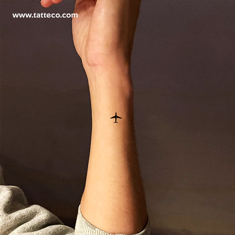 Tatuaje temporal minimalista de avión (juego de 3)
