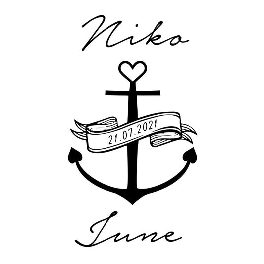 Tatuaje temporal personalizado de ancla para bodas - Juego de 300