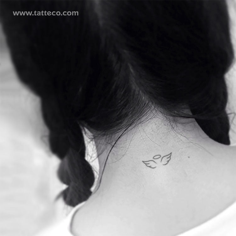 Angel Wings and Halo Temporary Tattoo - Set of 3