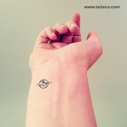 Tatuaje temporal "Volando alrededor del mundo" - Juego de 3