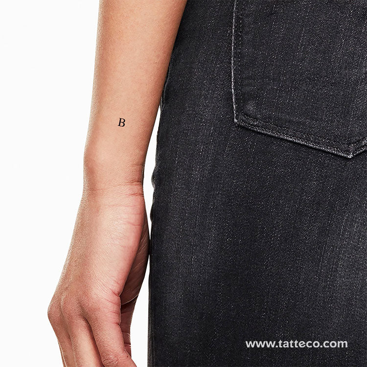 B Serif Capital Letter Temporary Tattoo - Set of 3