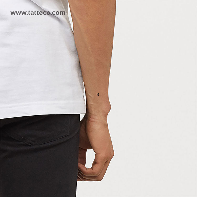 B Serif Capital Letter Temporary Tattoo - Set of 3