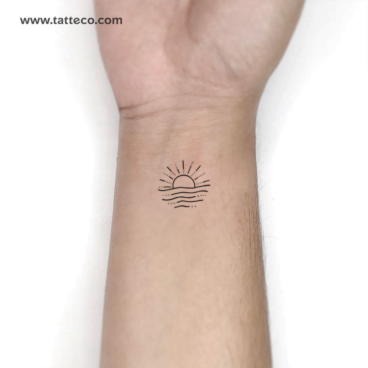 Beach Sunset Temporary Tattoo - Set of 3
