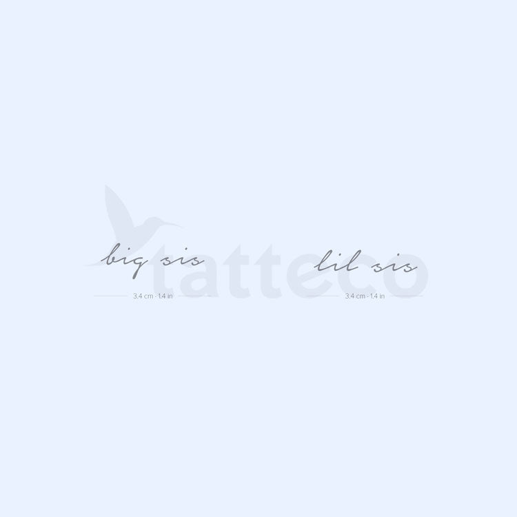 Matching Big Sis Lil Sis Semi-Permanent Tattoos - Set of 2+2