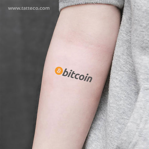 Bitcoin Wordmark Temporary Tattoo - Set of 3