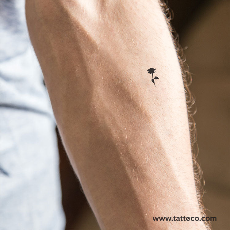 Tiny Black Rose Temporary Tattoo - Set of 3