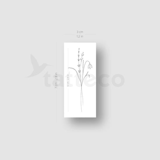 Tatuaje temporal "Ramo de flores n.º 3" de Harmlessberry - Juego de 3