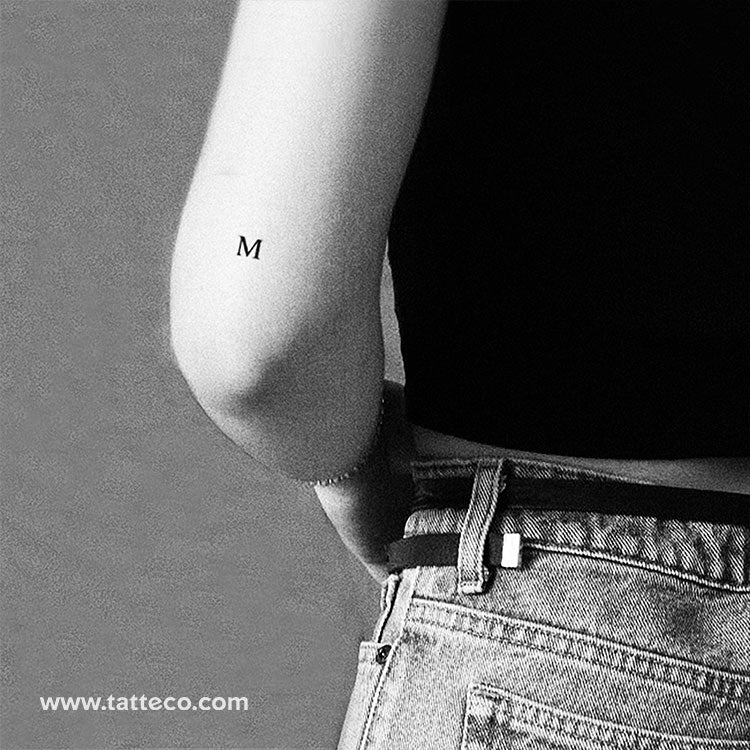 M Serif Capital Letter Temporary Tattoo - Set of 3