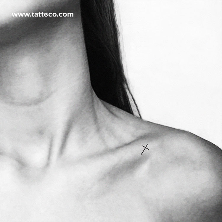 Tatuaje temporal de cruz minimalista - Juego de 3