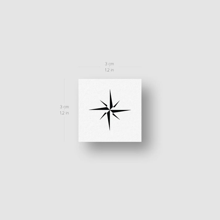 Small Minimalist Compass Rose Temporary Tattoo - Set of 3