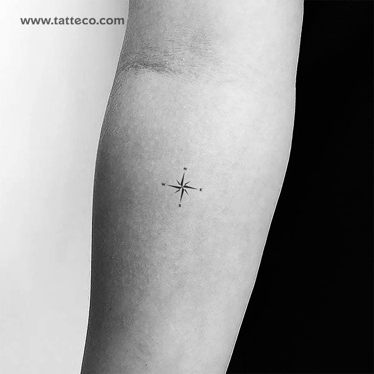 Small Compass Rose Temporary Tattoo - Set of 3