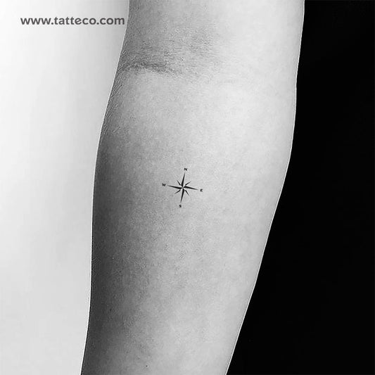 Tatuaje temporal de rosa de los vientos (pequeño) - Juego de 3