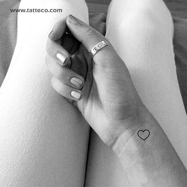 Minimalist Heart Outline Temporary Tattoo - Set of 3
