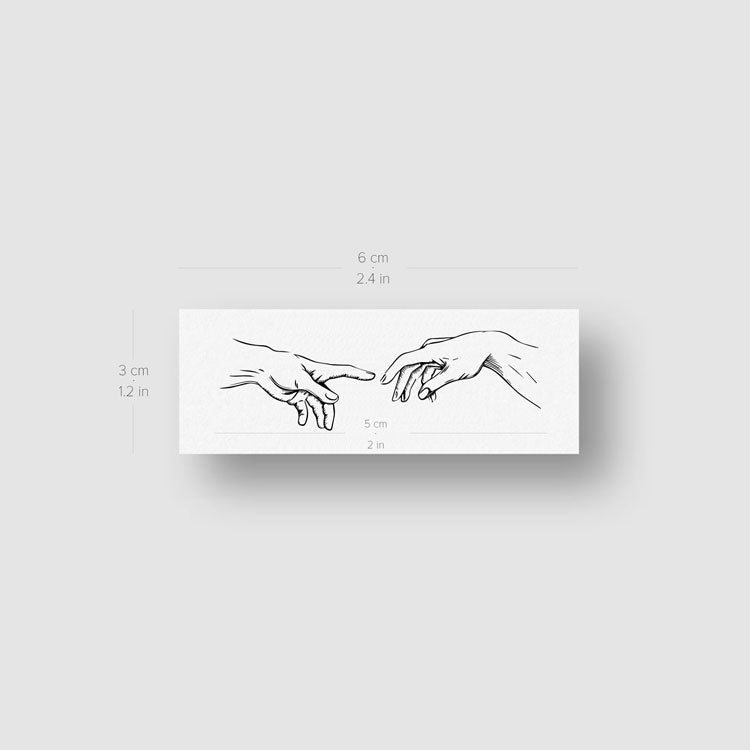 Minimalist Creation of Adam Temporary Tattoo - Set of 3