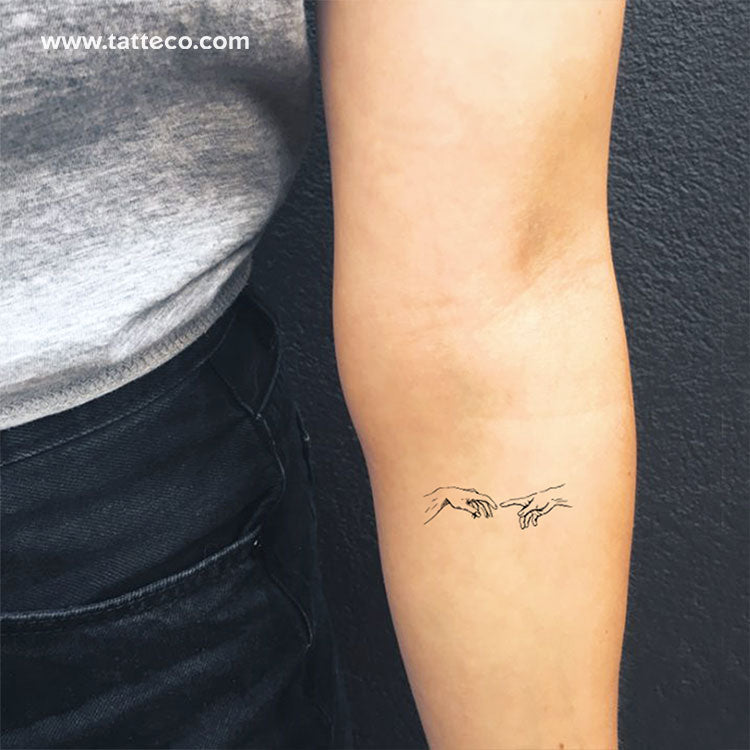 Minimalist Creation of Adam Temporary Tattoo - Set of 3