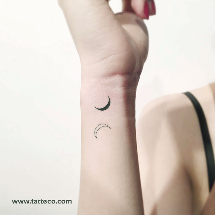 Tatuaje temporal de pareja en media luna - Juego de 3