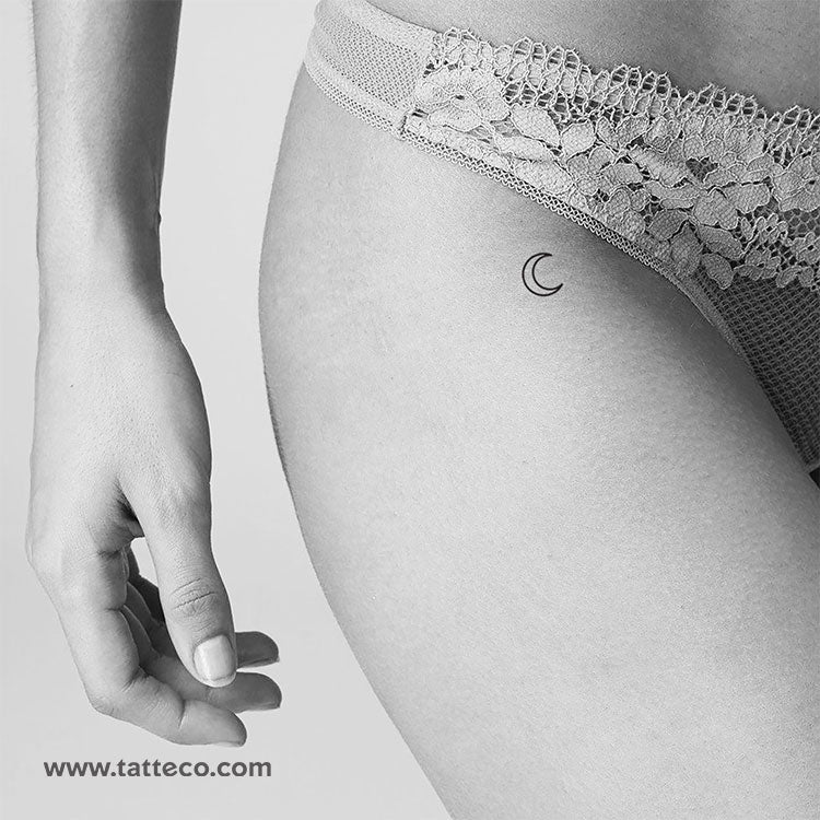 Tatuaje temporal de contorno de luna creciente (juego de 3)