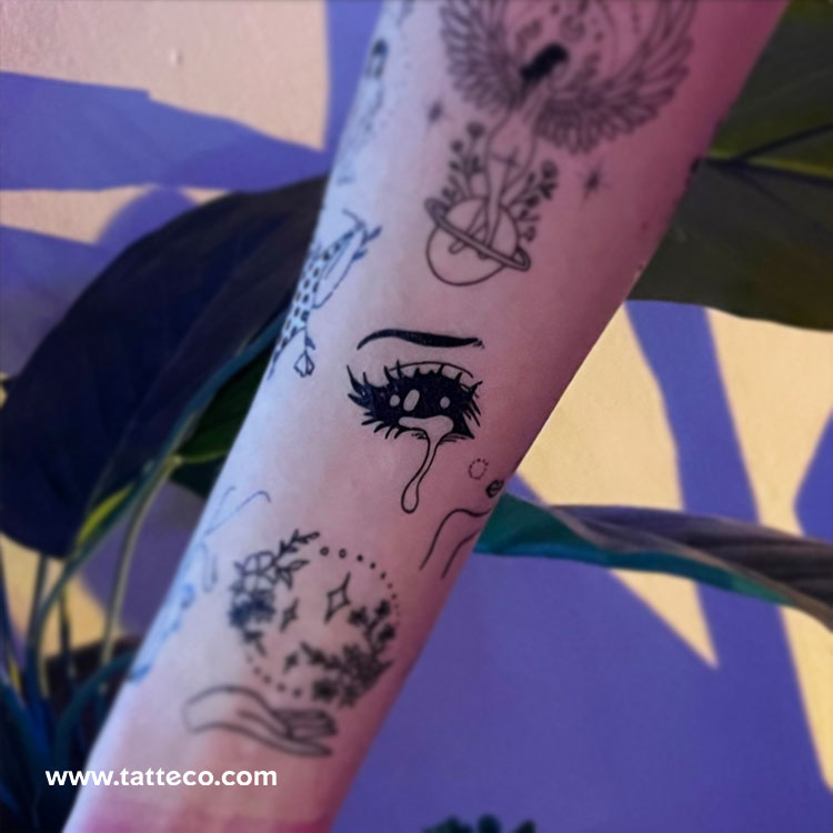 Tatuaje temporal de ojo lloroso de Tukoi (juego de 3)