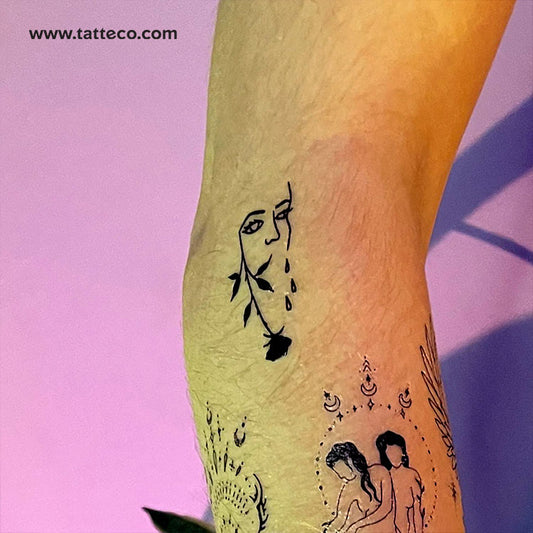 Tatuaje temporal de rosa llorando de Tukoi (juego de 3)