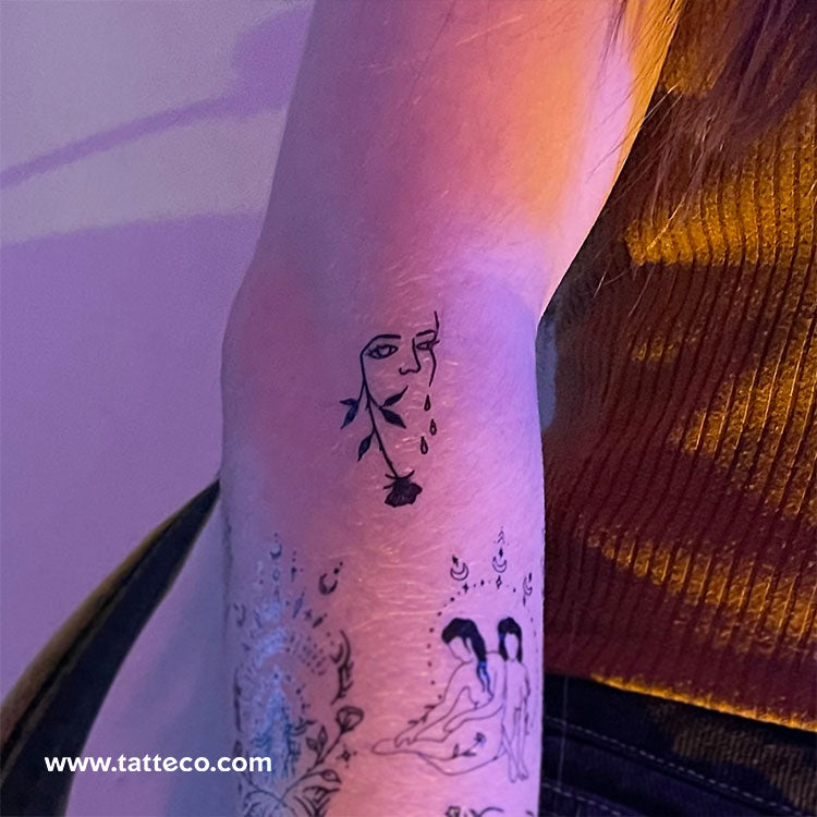 Tatuaje temporal de rosa llorando de Tukoi (juego de 3)