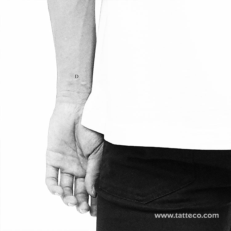 D Serif Capital Letter Temporary Tattoo - Set of 3