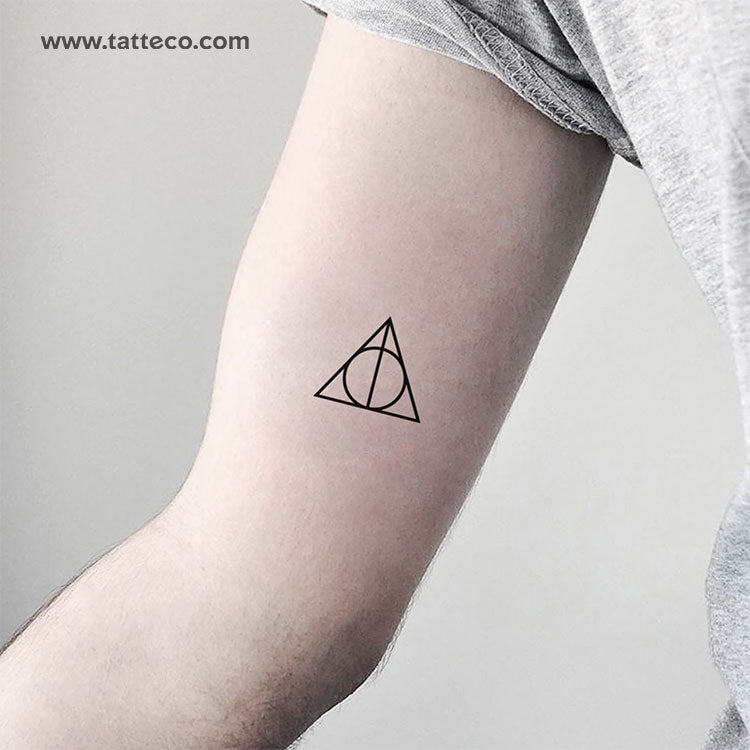 Triangle Circle and Line Temporary Tattoo - Set of 3