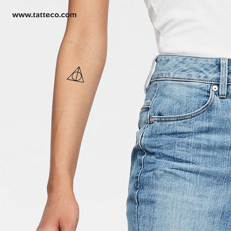 Triangle Circle and Line Temporary Tattoo - Set of 3