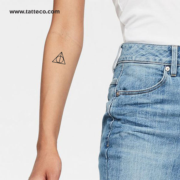 Triangle Circle and Line Temporary Tattoo - Set of 3